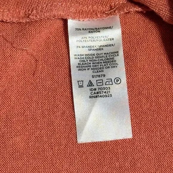 LOFT Plus Coral Knot Front V Neck Top Size 24 26 Soft Stretch Casual - Picture 4 of 9